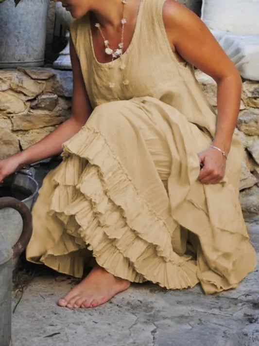 Casual Sleeveless Round Neck Dress